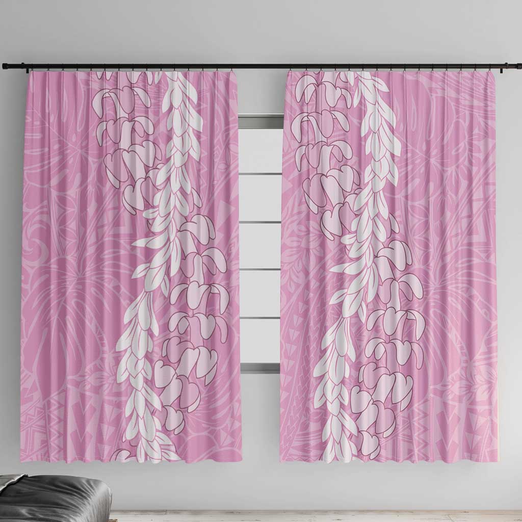 Puakenikeni and Maile Lei Window Curtain Pink Double Strand Lei