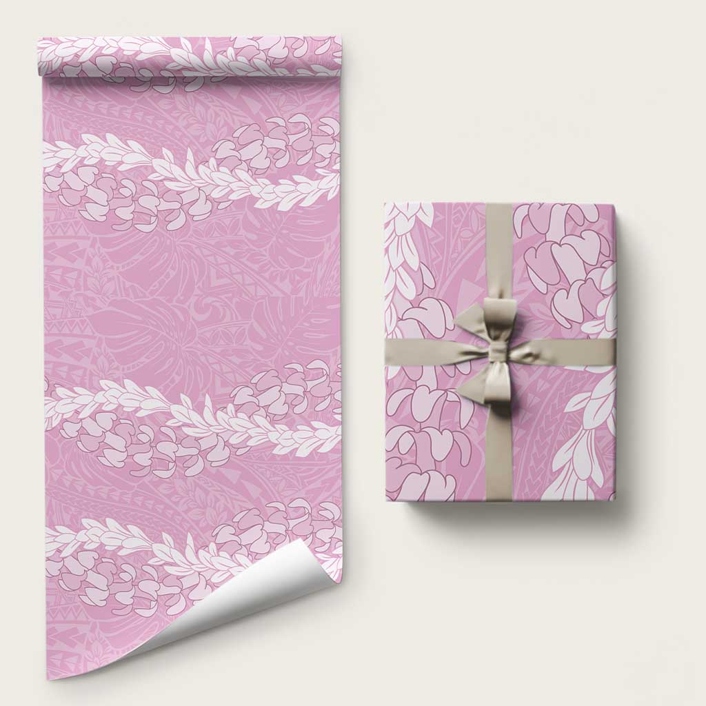 Puakenikeni and Maile Lei Wrapping Paper Pink Double Strand Lei LT9 58" × 23" Pink - Polynesian Pride