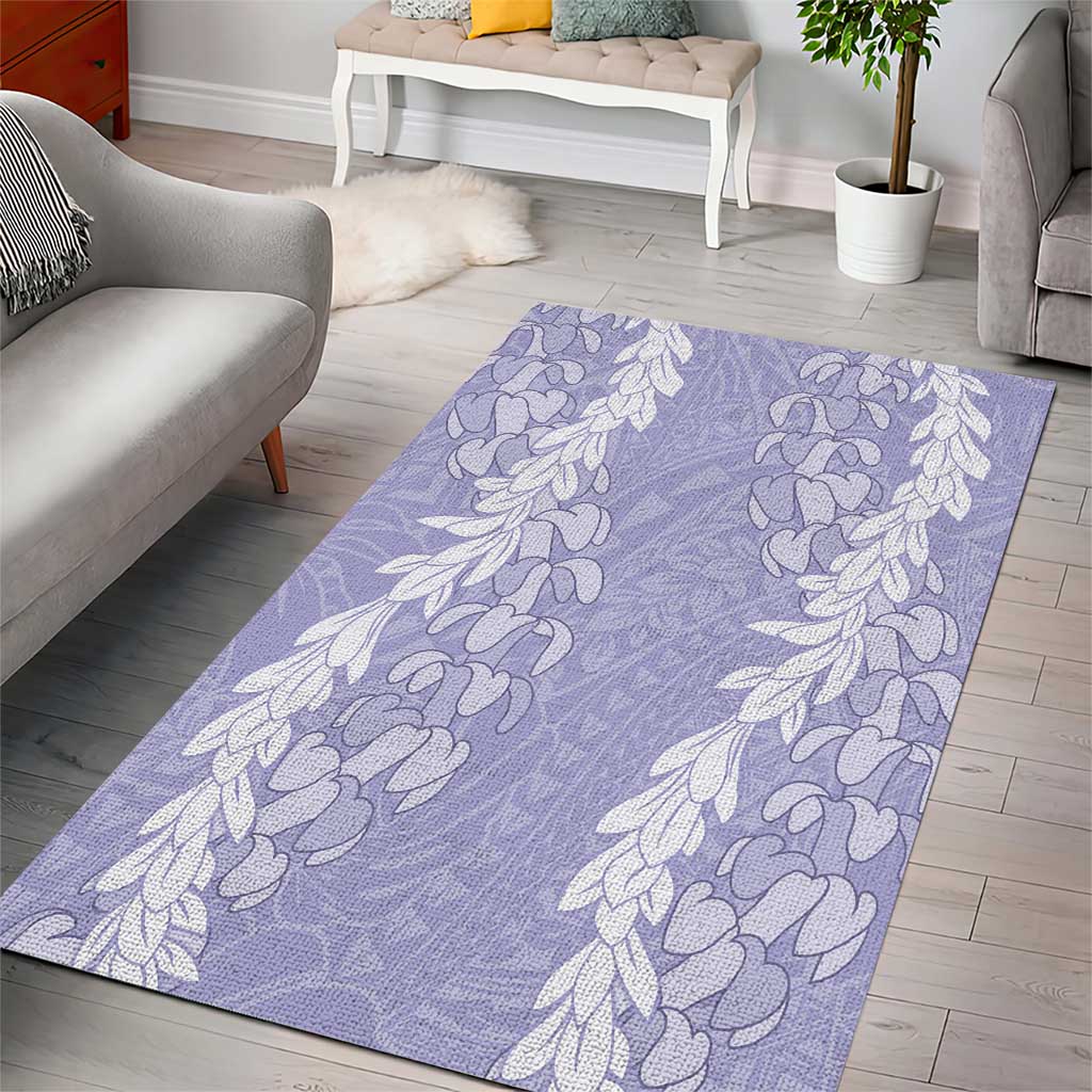 Puakenikeni and Maile Lei Area Rug Purple Double Strand Lei