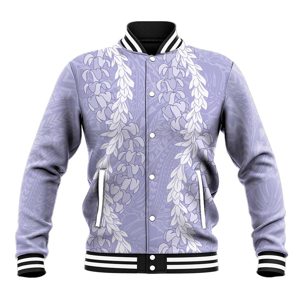 Puakenikeni and Maile Lei Baseball Jacket Purple Double Strand Lei