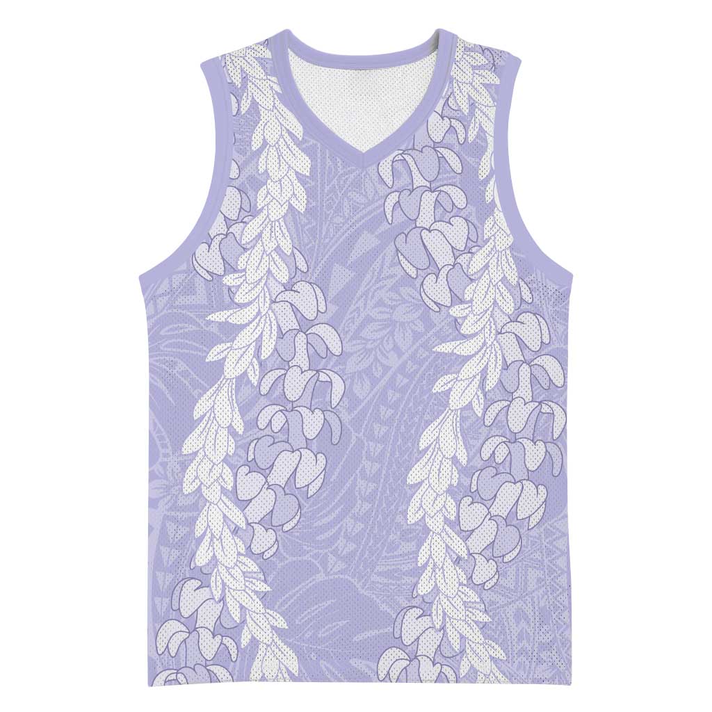 Puakenikeni and Maile Lei Basketball Jersey Purple Double Strand Lei LT9 Unisex Purple - Polynesian Pride