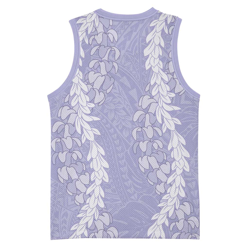 Puakenikeni and Maile Lei Basketball Jersey Purple Double Strand Lei LT9 - Polynesian Pride