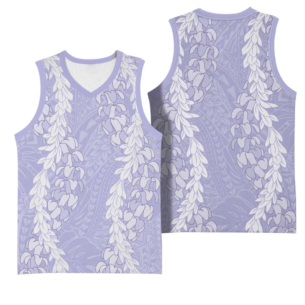 Puakenikeni and Maile Lei Basketball Jersey Purple Double Strand Lei LT9 - Polynesian Pride