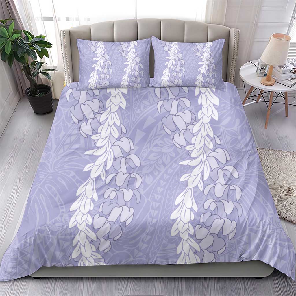 Puakenikeni and Maile Lei Bedding Set Purple Double Strand Lei