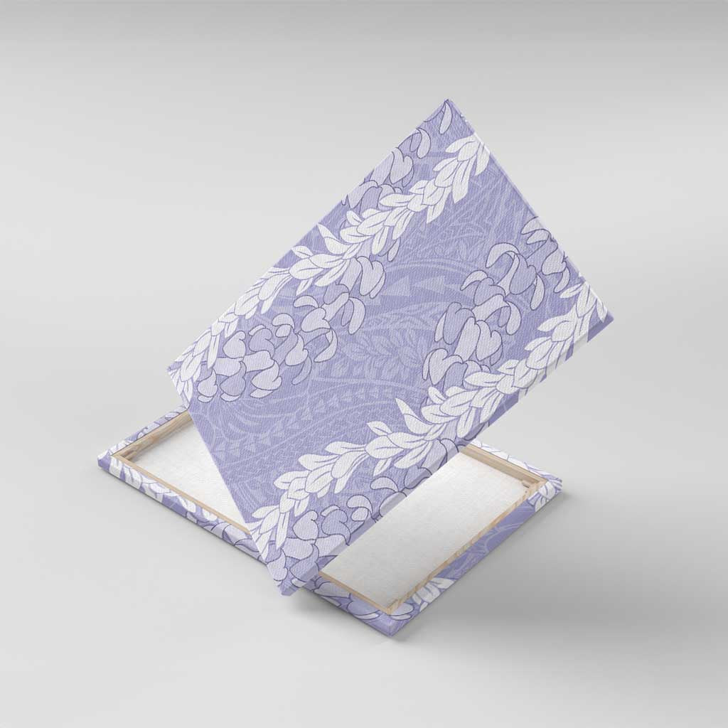 Puakenikeni and Maile Lei Canvas Wall Art Purple Double Strand Lei LT9 With Frame Purple - Polynesian Pride
