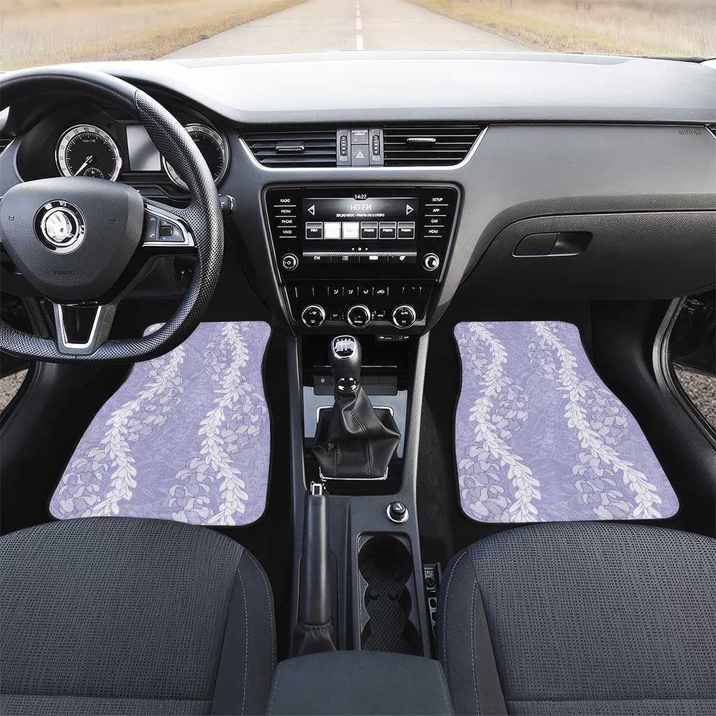 Puakenikeni and Maile Lei Car Mats Purple Double Strand Lei LT9 Set 2pcs - Front Purple - Polynesian Pride