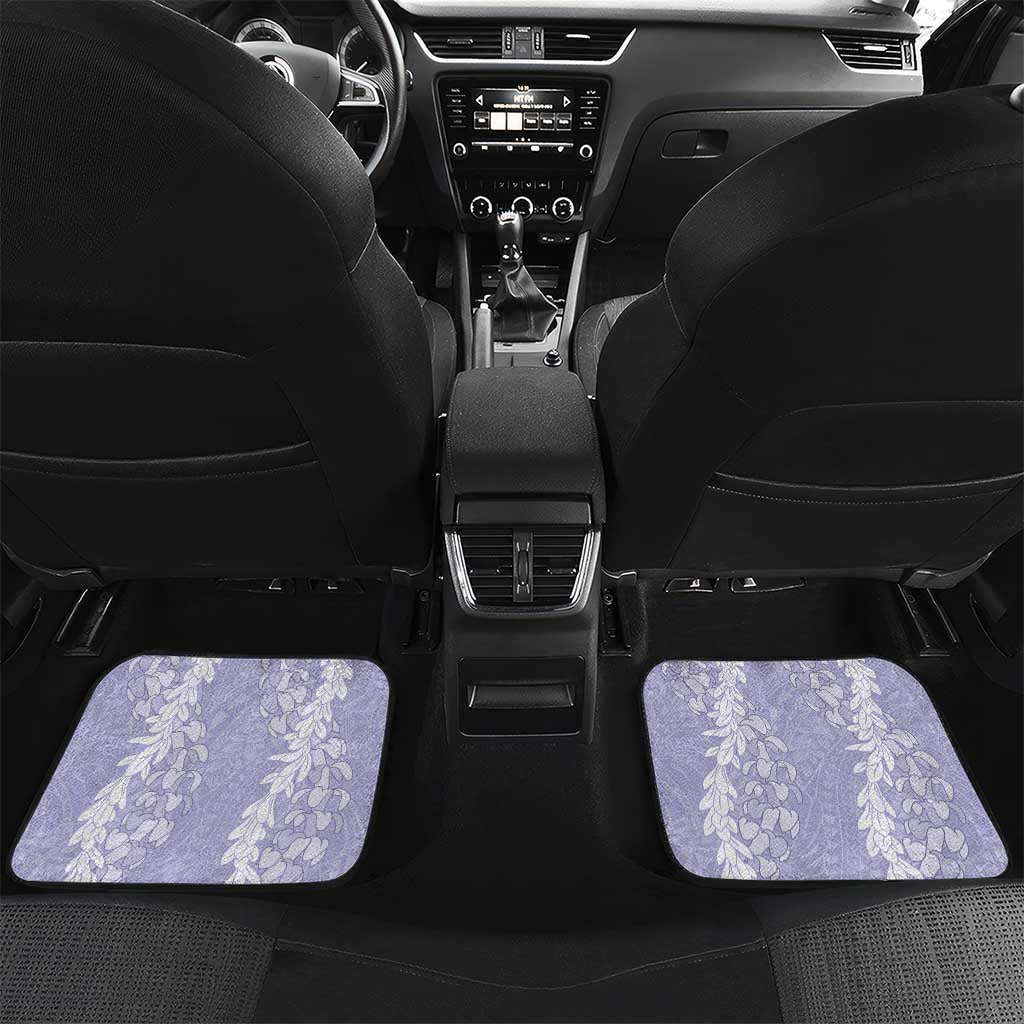 Puakenikeni and Maile Lei Car Mats Purple Double Strand Lei LT9 Set 2pcs - Back Purple - Polynesian Pride