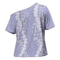 Puakenikeni and Maile Lei Cross Shoulder Shirt Purple Double Strand Lei LT9 - Polynesian Pride