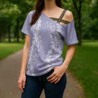 Puakenikeni and Maile Lei Cross Shoulder Shirt Purple Double Strand Lei LT9 - Polynesian Pride