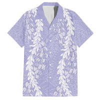 Puakenikeni and Maile Lei Family Matching Long Sleeve Bodycon Dress and Hawaiian Shirt Purple Double Strand Lei