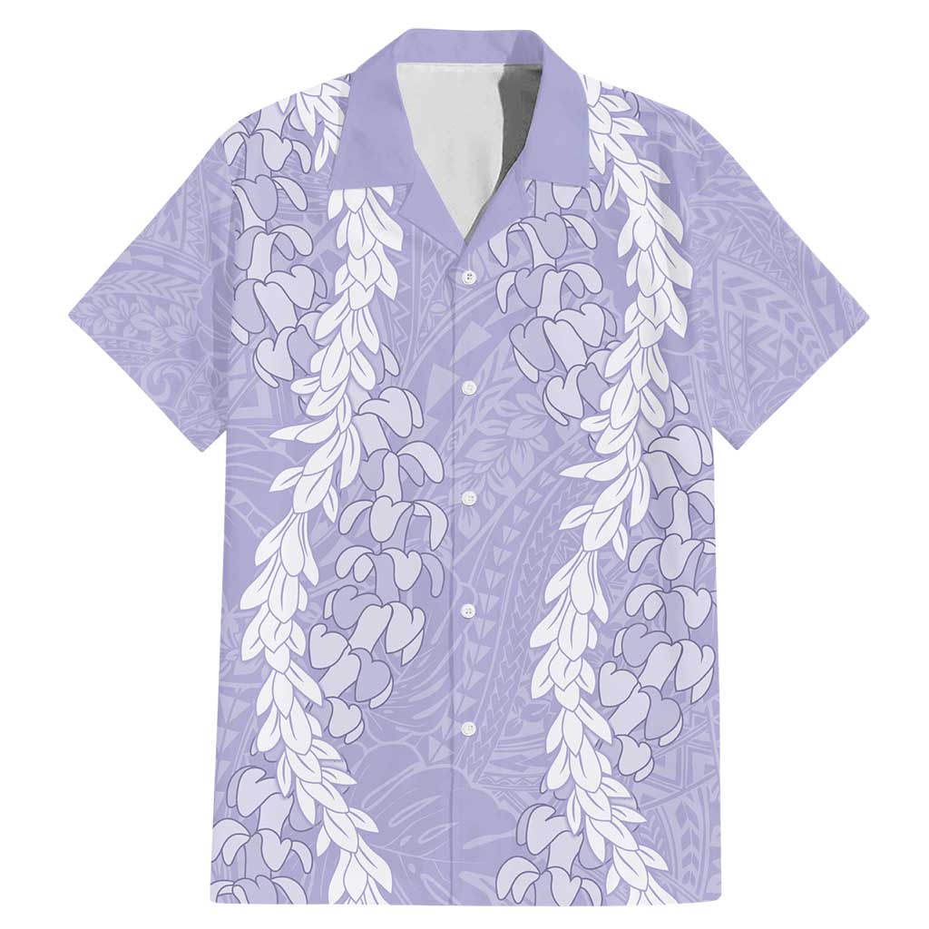 Puakenikeni and Maile Lei Family Matching Mermaid Dress and Hawaiian Shirt Purple Double Strand Lei