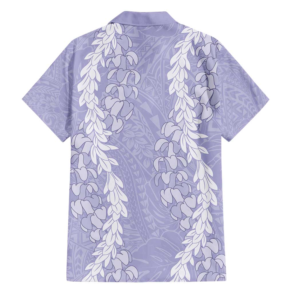 Puakenikeni and Maile Lei Family Matching Puletasi and Hawaiian Shirt Purple Double Strand Lei LT9 - Polynesian Pride