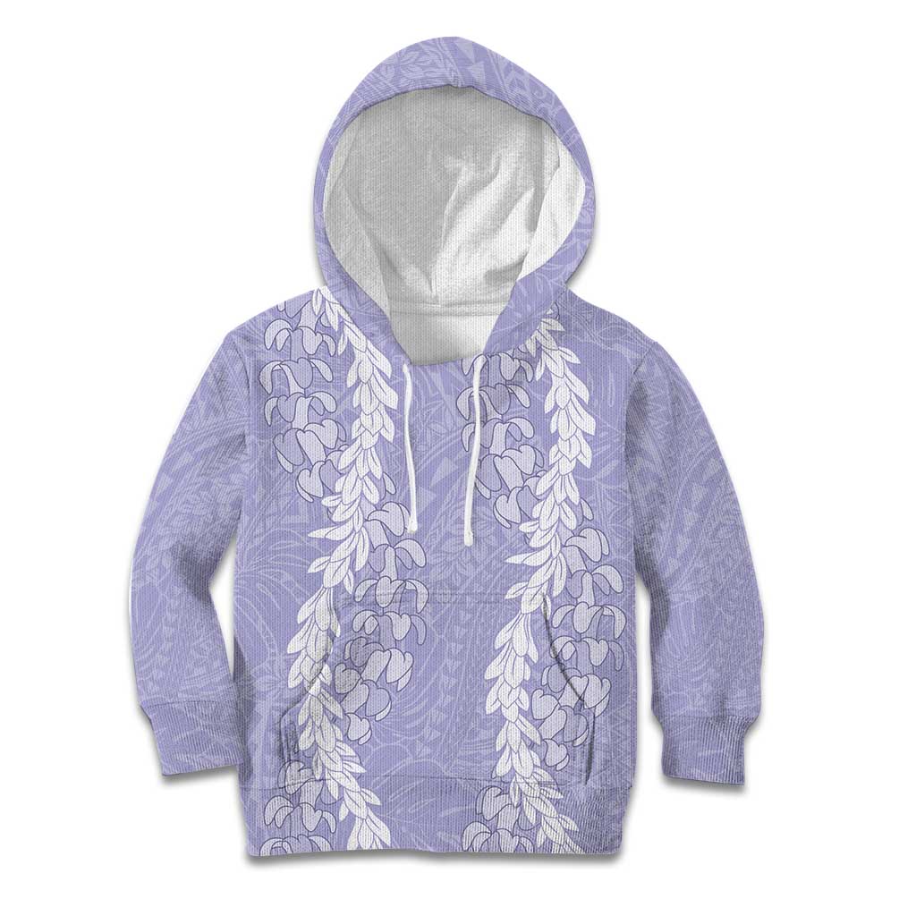 Puakenikeni and Maile Lei Kid Hoodie Purple Double Strand Lei