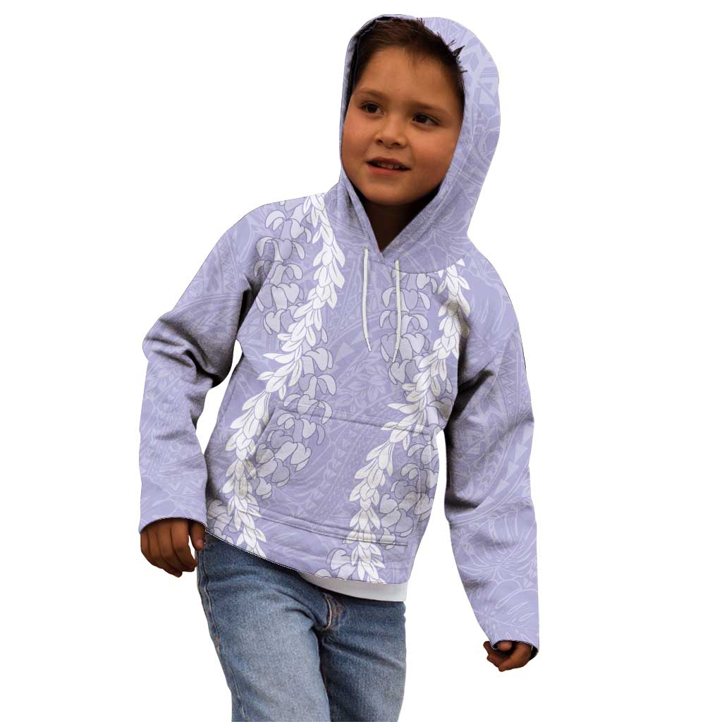 Puakenikeni and Maile Lei Kid Hoodie Purple Double Strand Lei