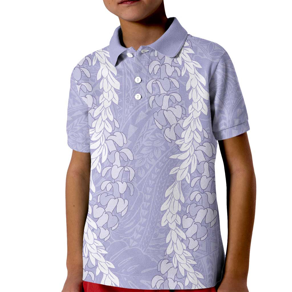 Puakenikeni and Maile Lei Kid Polo Shirt Purple Double Strand Lei LT9 Kid Purple - Polynesian Pride