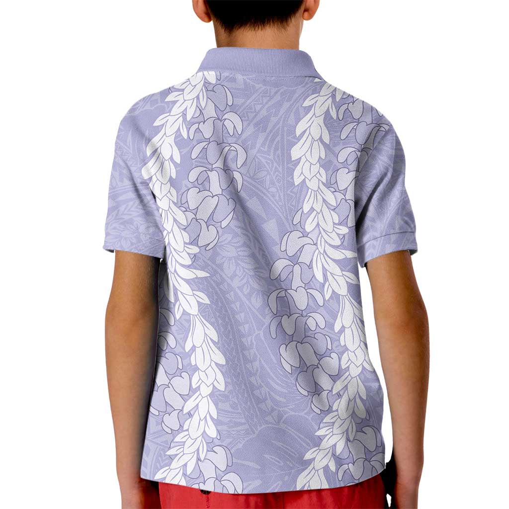 Puakenikeni and Maile Lei Kid Polo Shirt Purple Double Strand Lei LT9 - Polynesian Pride