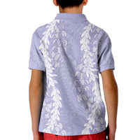 Puakenikeni and Maile Lei Kid Polo Shirt Purple Double Strand Lei LT9 - Polynesian Pride