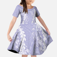 Puakenikeni and Maile Lei Kid Short Sleeve Dress Purple Double Strand Lei LT9 KID Purple - Polynesian Pride
