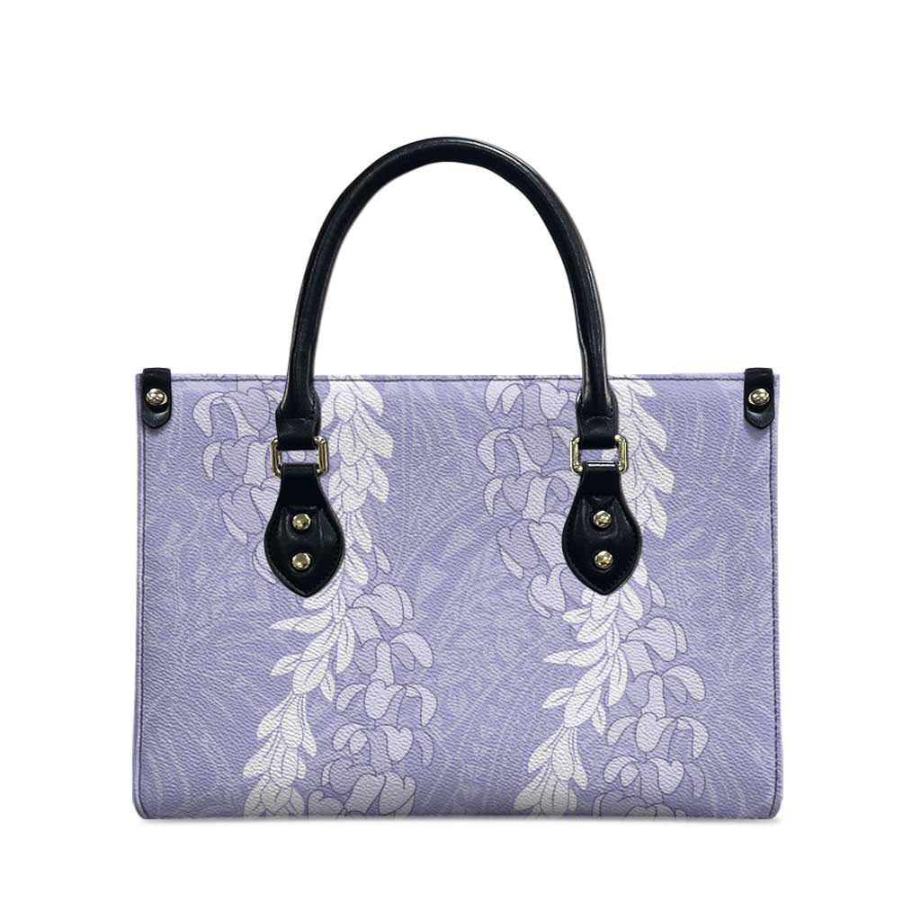 Puakenikeni and Maile Lei Leather Bag Purple Double Strand Lei - Polynesian Pride