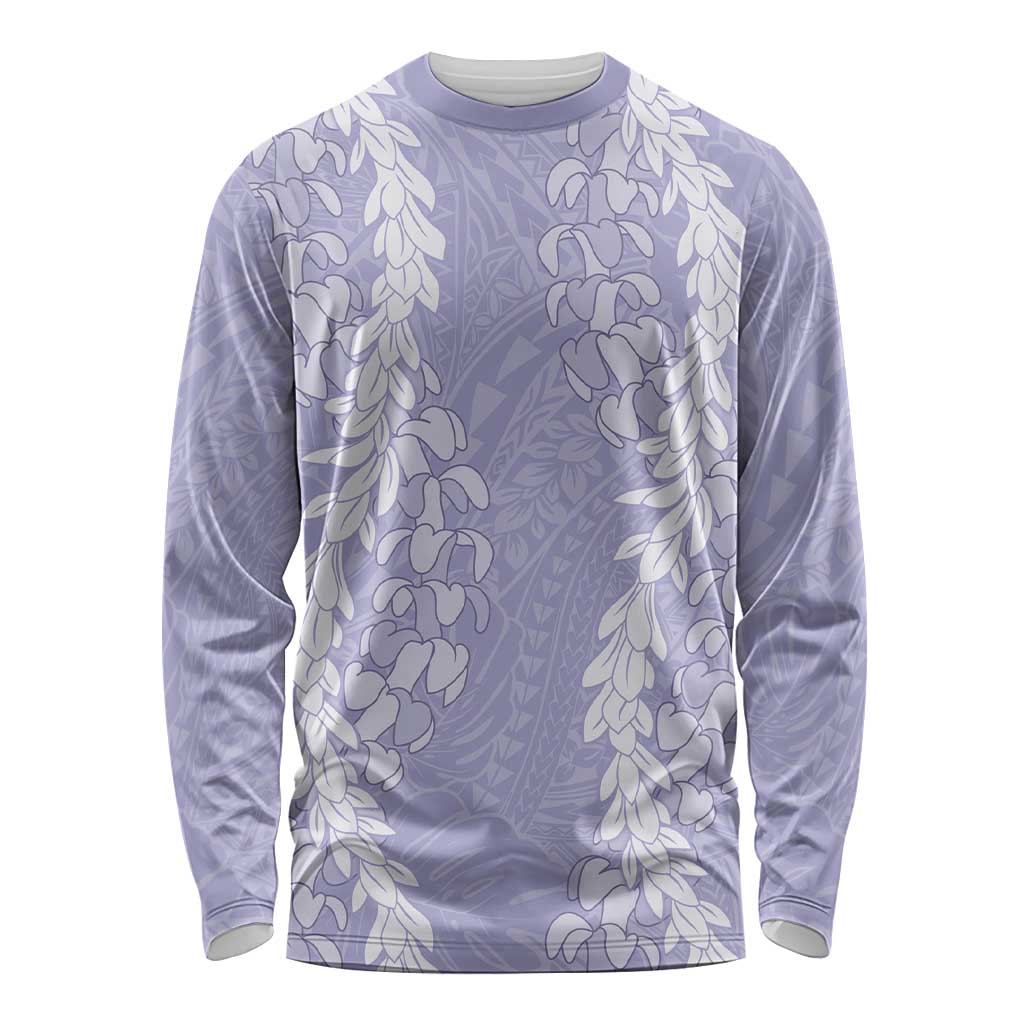 Puakenikeni and Maile Lei Long Sleeve Shirt Purple Double Strand Lei LT9 Unisex Purple - Polynesian Pride