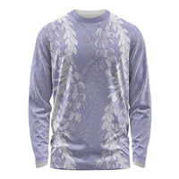 Puakenikeni and Maile Lei Long Sleeve Shirt Purple Double Strand Lei LT9 Unisex Purple - Polynesian Pride