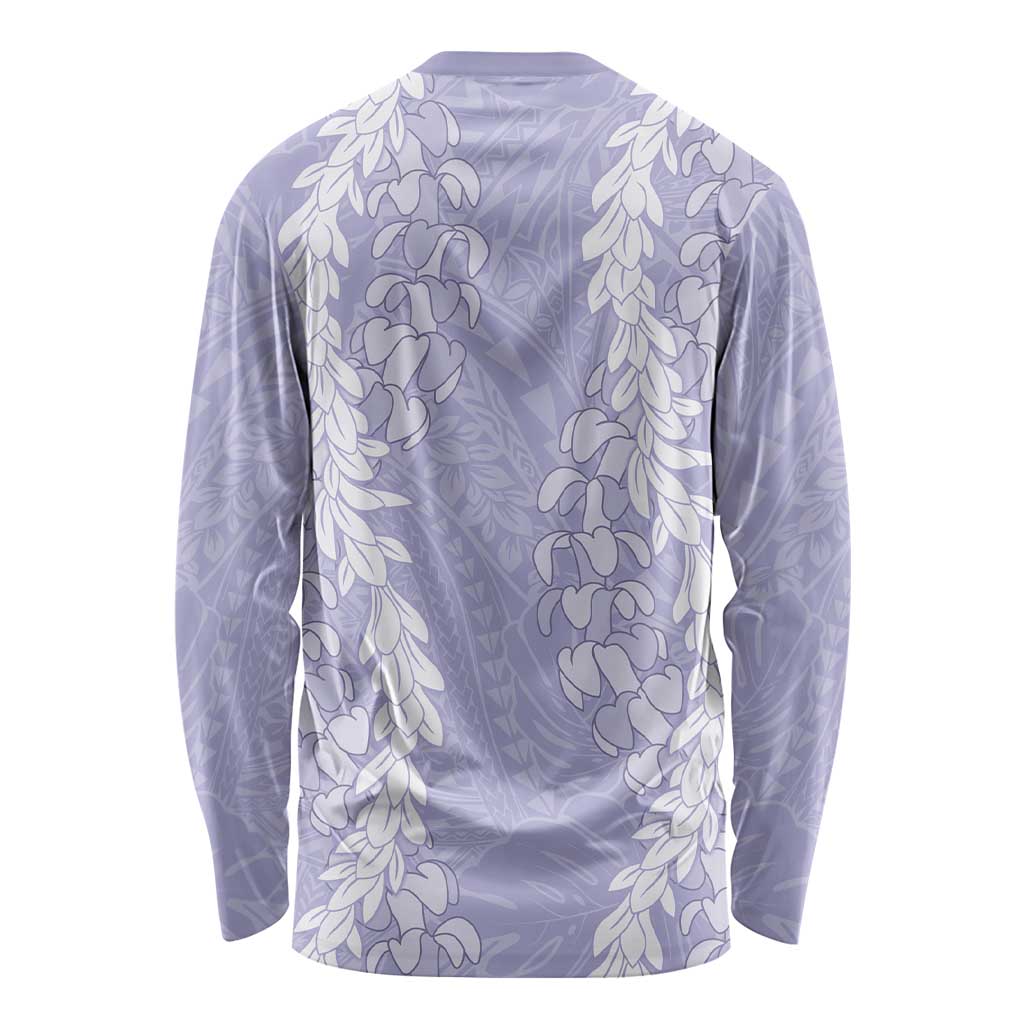 Puakenikeni and Maile Lei Long Sleeve Shirt Purple Double Strand Lei LT9 - Polynesian Pride
