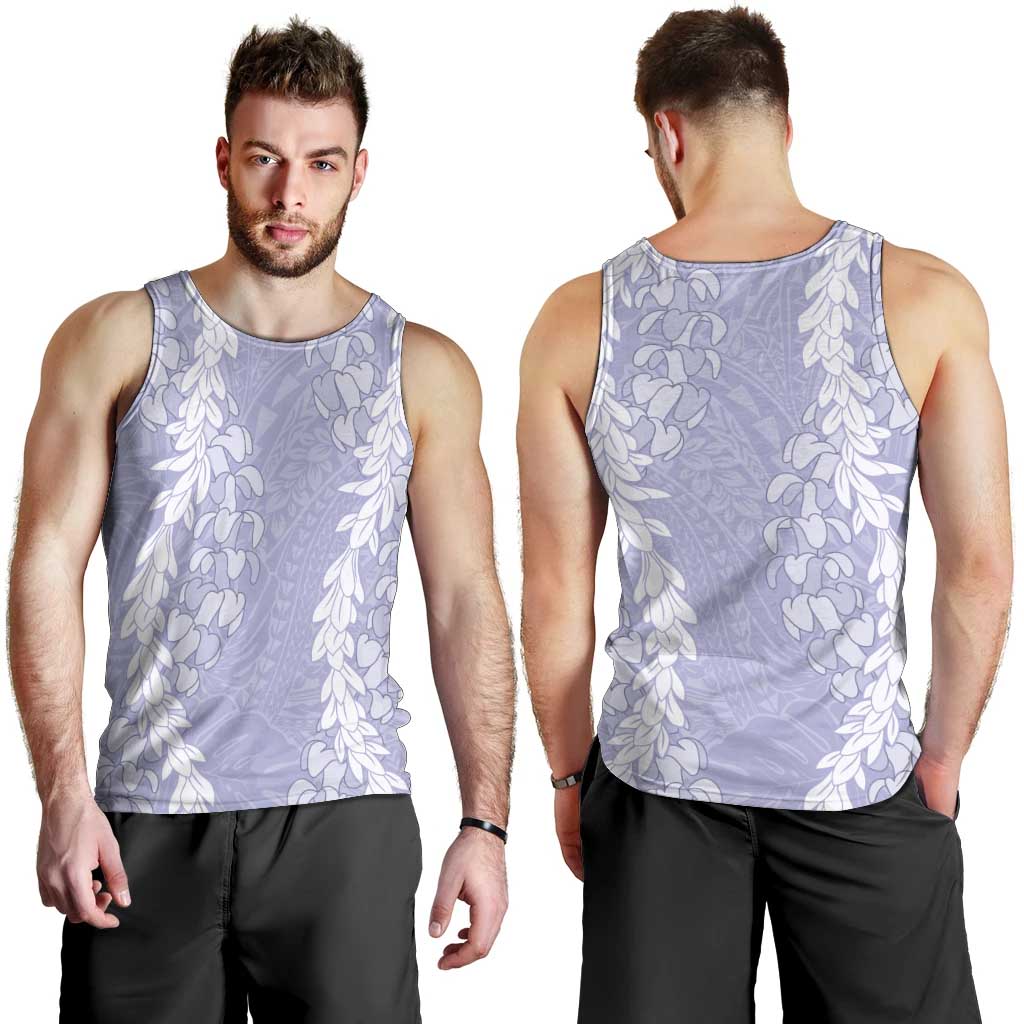 Puakenikeni and Maile Lei Men Tank Top Purple Double Strand Lei LT9 - Polynesian Pride