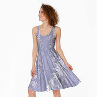 Puakenikeni and Maile Lei Midi Dress Purple Double Strand Lei - Polynesian Pride