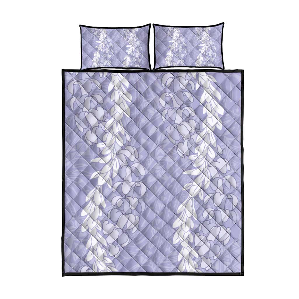 Puakenikeni and Maile Lei Quilt Bed Set Purple Double Strand Lei LT9 - Polynesian Pride