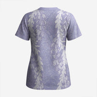 Puakenikeni and Maile Lei Scrub Top Purple Double Strand Lei - Polynesian Pride