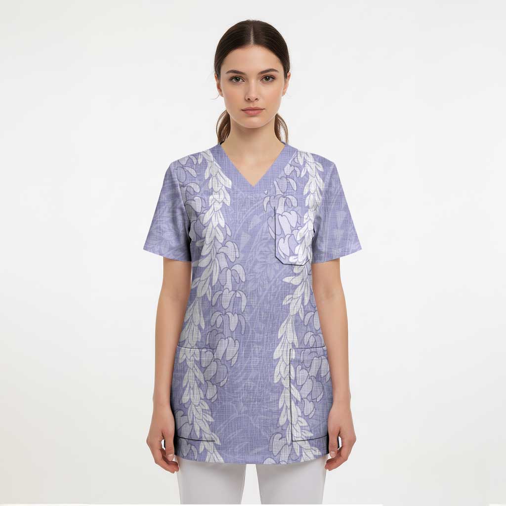 Puakenikeni and Maile Lei Scrub Top Purple Double Strand Lei - Polynesian Pride