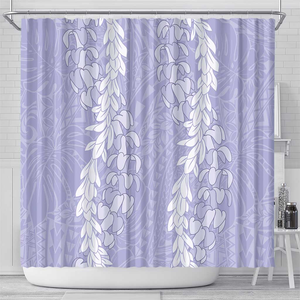 Puakenikeni and Maile Lei Shower Curtain Purple Double Strand Lei