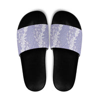 Puakenikeni and Maile Lei Slide Sandals Purple Double Strand Lei - Polynesian Pride
