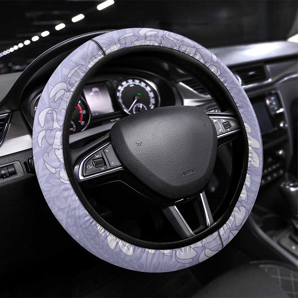 Puakenikeni and Maile Lei Steering Wheel Cover Purple Double Strand Lei