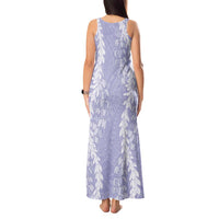 Puakenikeni and Maile Lei Tank Maxi Dress Purple Double Strand Lei