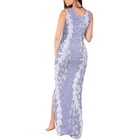 Puakenikeni and Maile Lei Tank Maxi Dress Purple Double Strand Lei