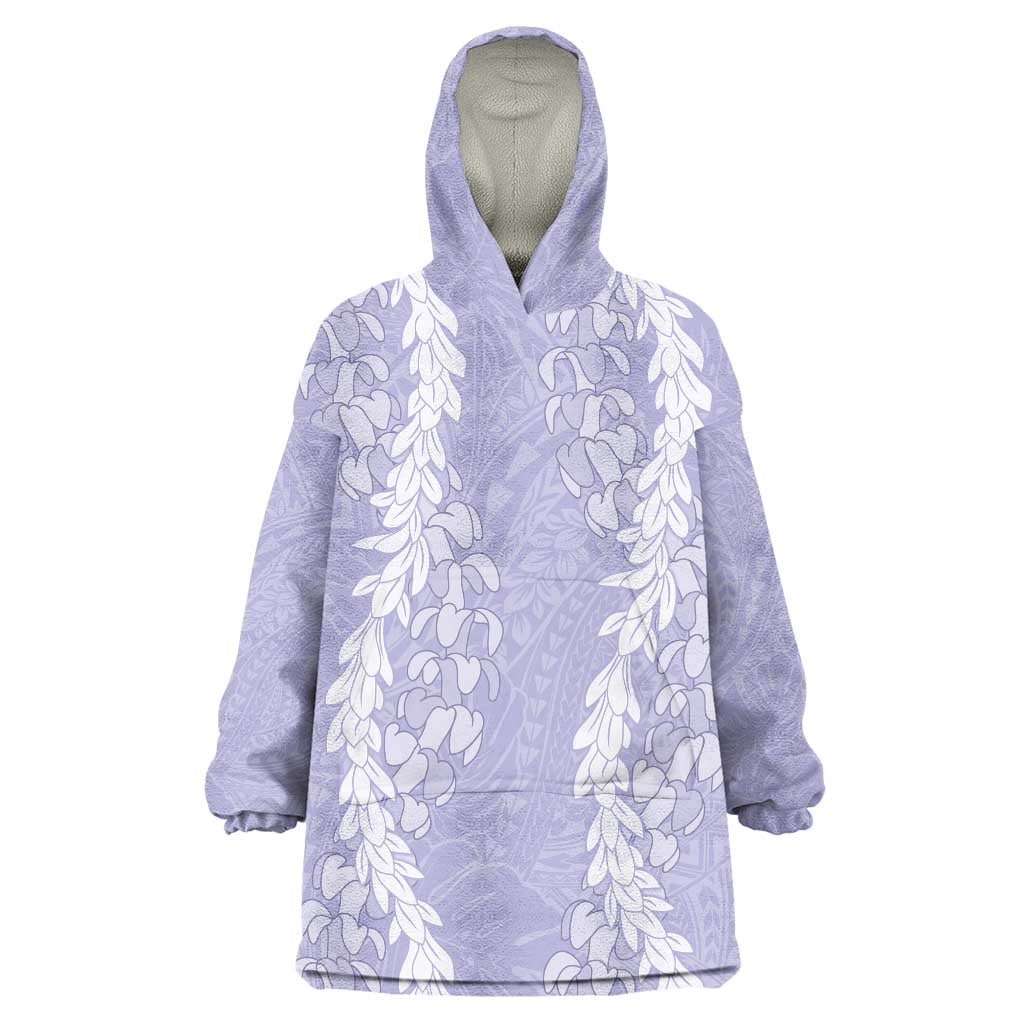 Puakenikeni and Maile Lei Wearable Blanket Hoodie Purple Double Strand Lei LT9 One Size Purple - Polynesian Pride
