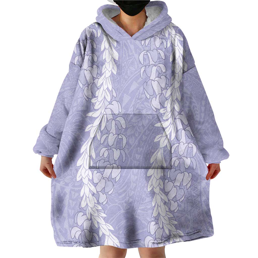 Puakenikeni and Maile Lei Wearable Blanket Hoodie Purple Double Strand Lei LT9 - Polynesian Pride