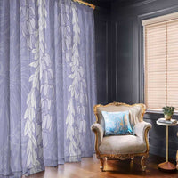 Puakenikeni and Maile Lei Window Curtain Purple Double Strand Lei