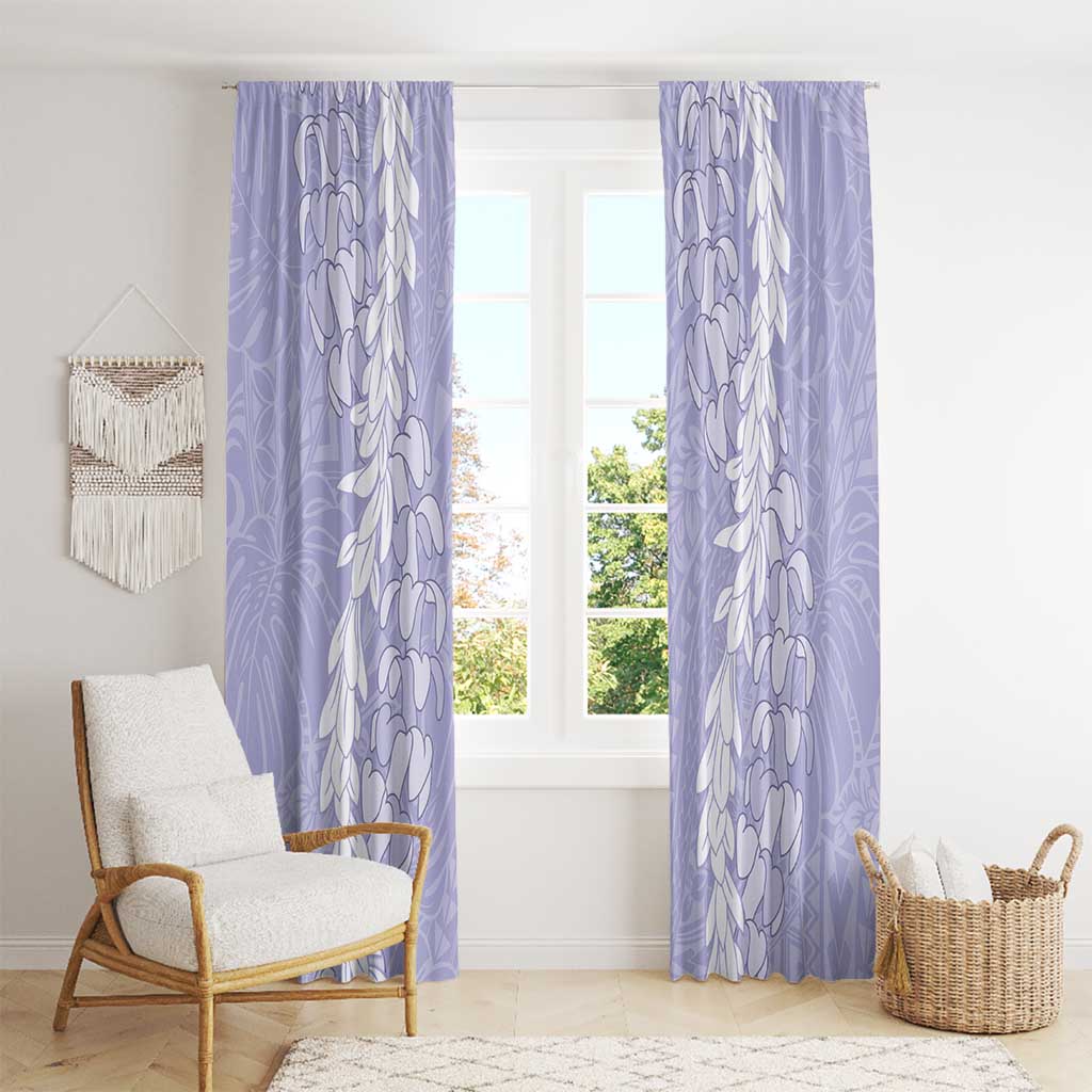 Puakenikeni and Maile Lei Window Curtain Purple Double Strand Lei
