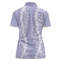 Puakenikeni and Maile Lei Women Polo Shirt Purple Double Strand Lei