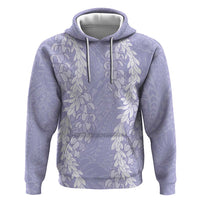 Puakenikeni and Maile Lei Zip Hoodie Purple Double Strand Lei