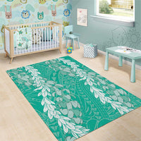 Puakenikeni and Maile Lei Area Rug Sage Green Double Strand Lei