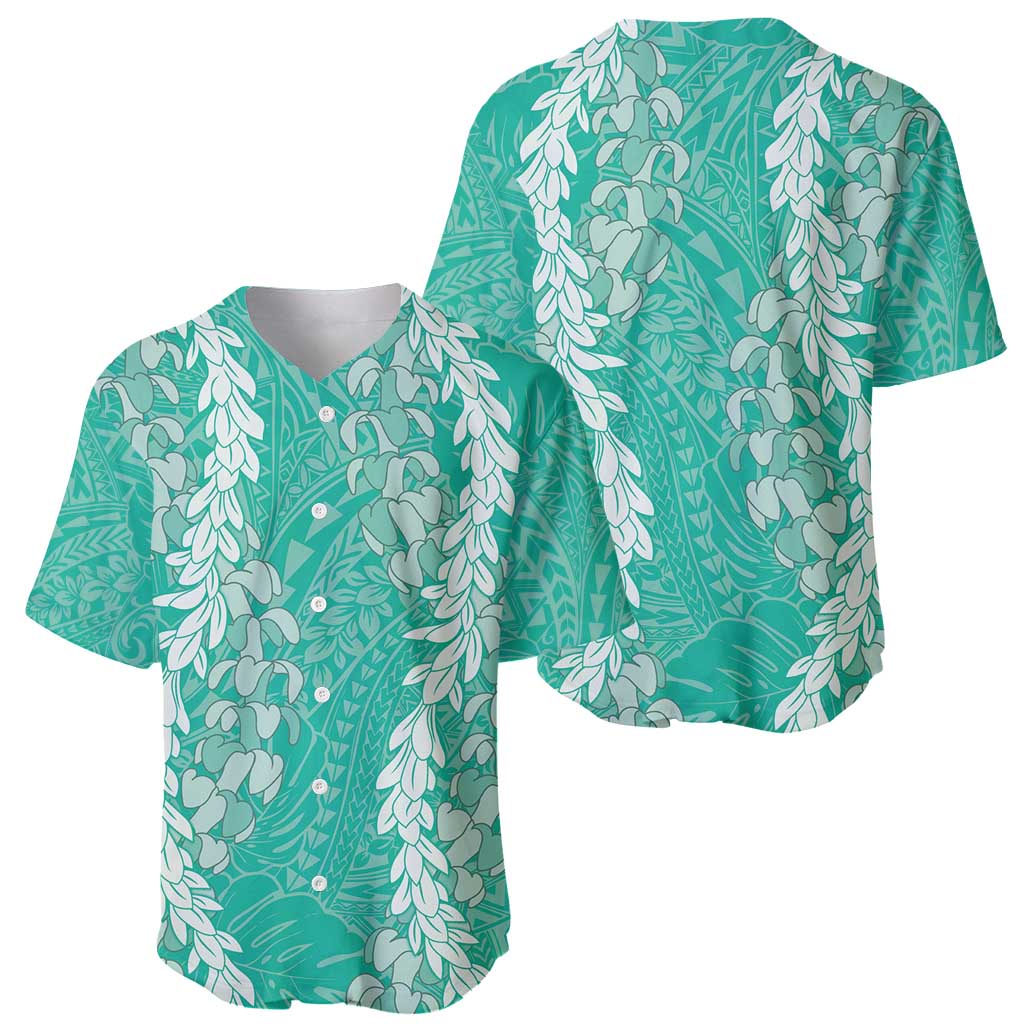 Puakenikeni and Maile Lei Baseball Jersey Sage Green Double Strand Lei