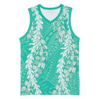Puakenikeni and Maile Lei Basketball Jersey Sage Green Double Strand Lei LT9 Unisex Sage Green - Polynesian Pride