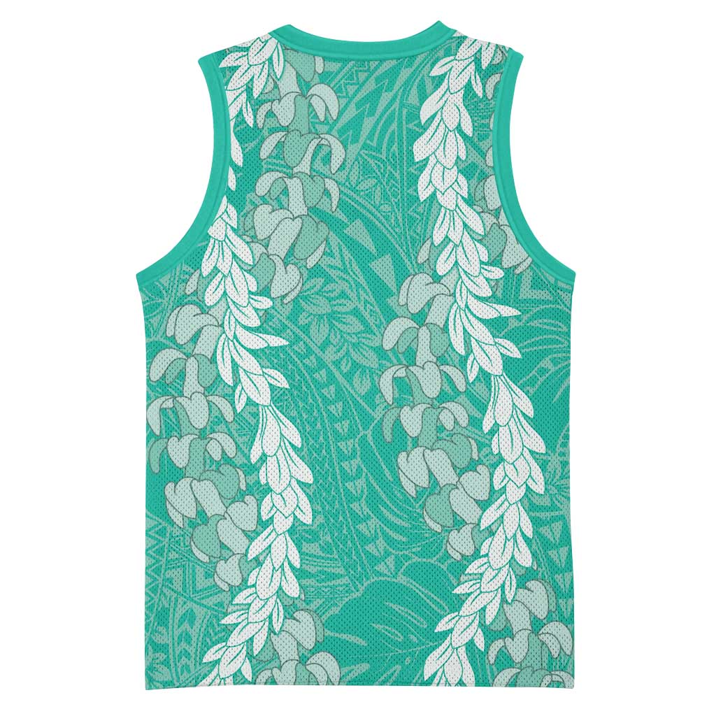 Puakenikeni and Maile Lei Basketball Jersey Sage Green Double Strand Lei LT9 - Polynesian Pride
