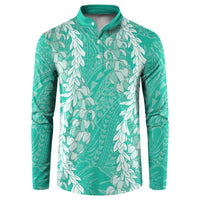 Puakenikeni and Maile Lei Button Sweatshirt Sage Green Double Strand Lei LT9 Sage Green - Polynesian Pride