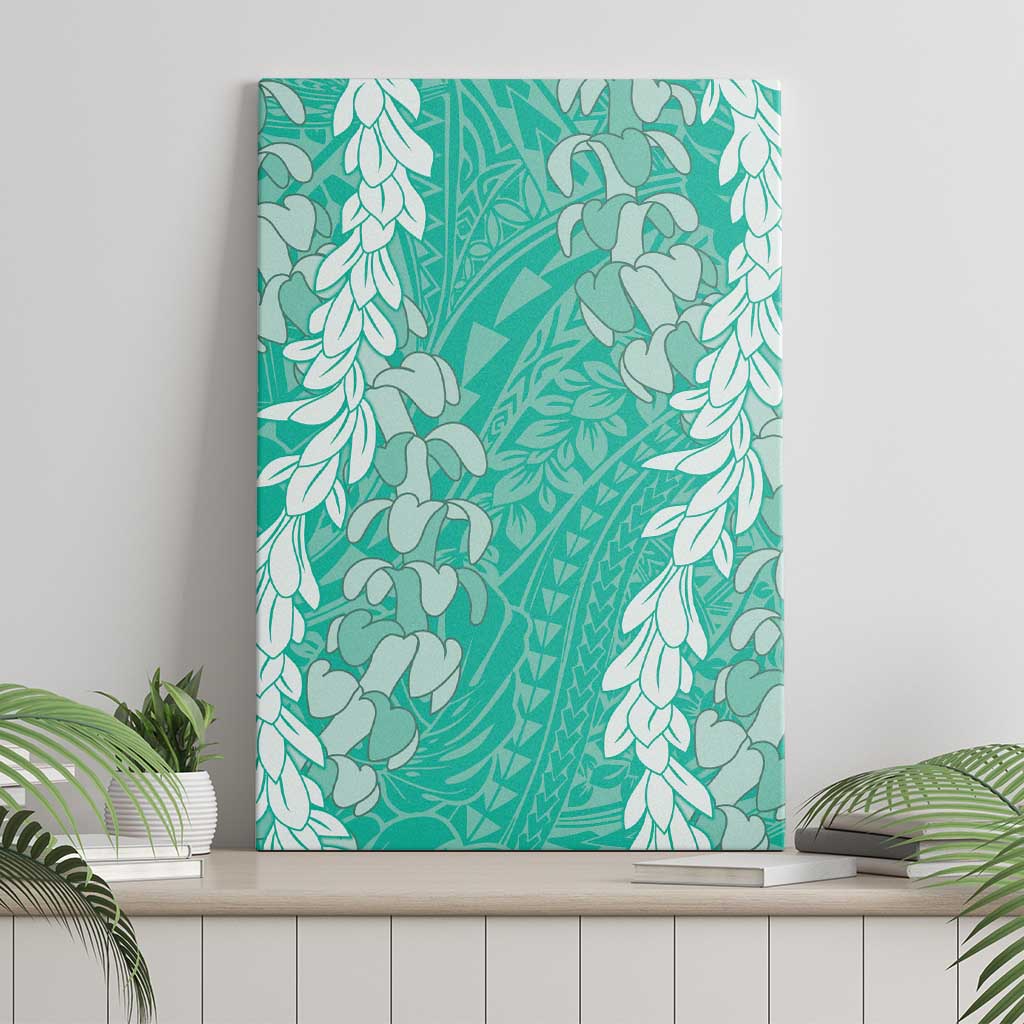 Puakenikeni and Maile Lei Canvas Wall Art Sage Green Double Strand Lei LT9 - Polynesian Pride