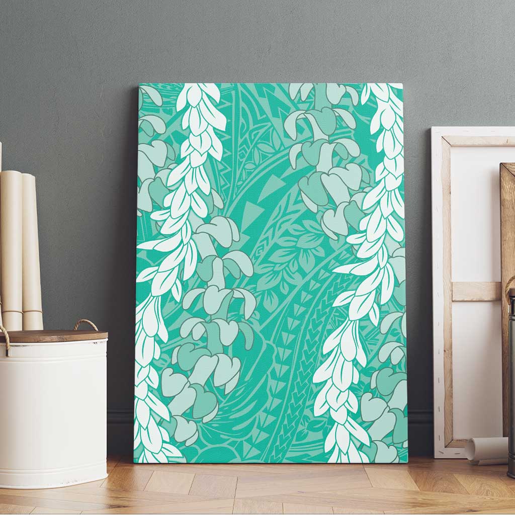 Puakenikeni and Maile Lei Canvas Wall Art Sage Green Double Strand Lei LT9 - Polynesian Pride
