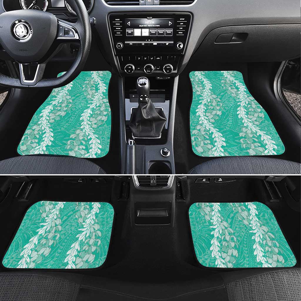 Puakenikeni and Maile Lei Car Mats Sage Green Double Strand Lei LT9 Set 4pcs Sage Green - Polynesian Pride